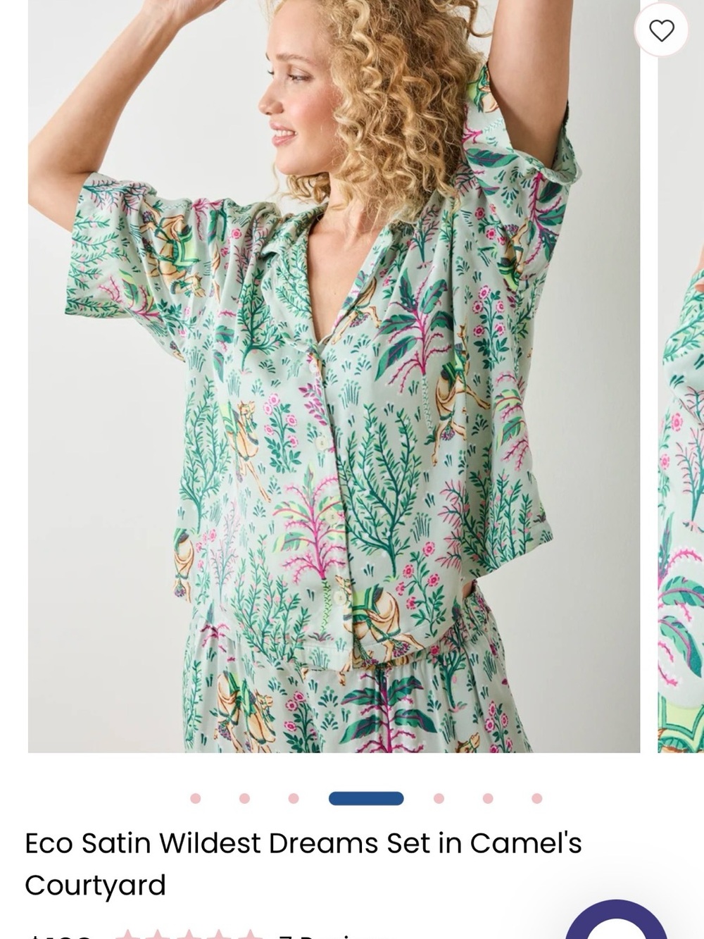 Printfresh Eco Satin Pajama Top in Mint with Multicolor Botanical Print
